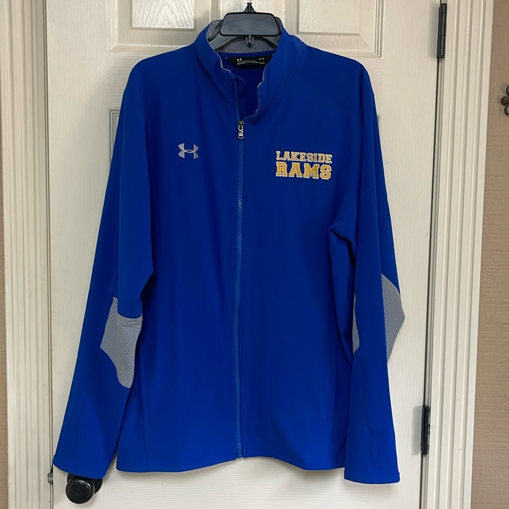 Under Armour Loose lightweight jacket. Lakeside Rams. Royal blue/gray. Size LG.